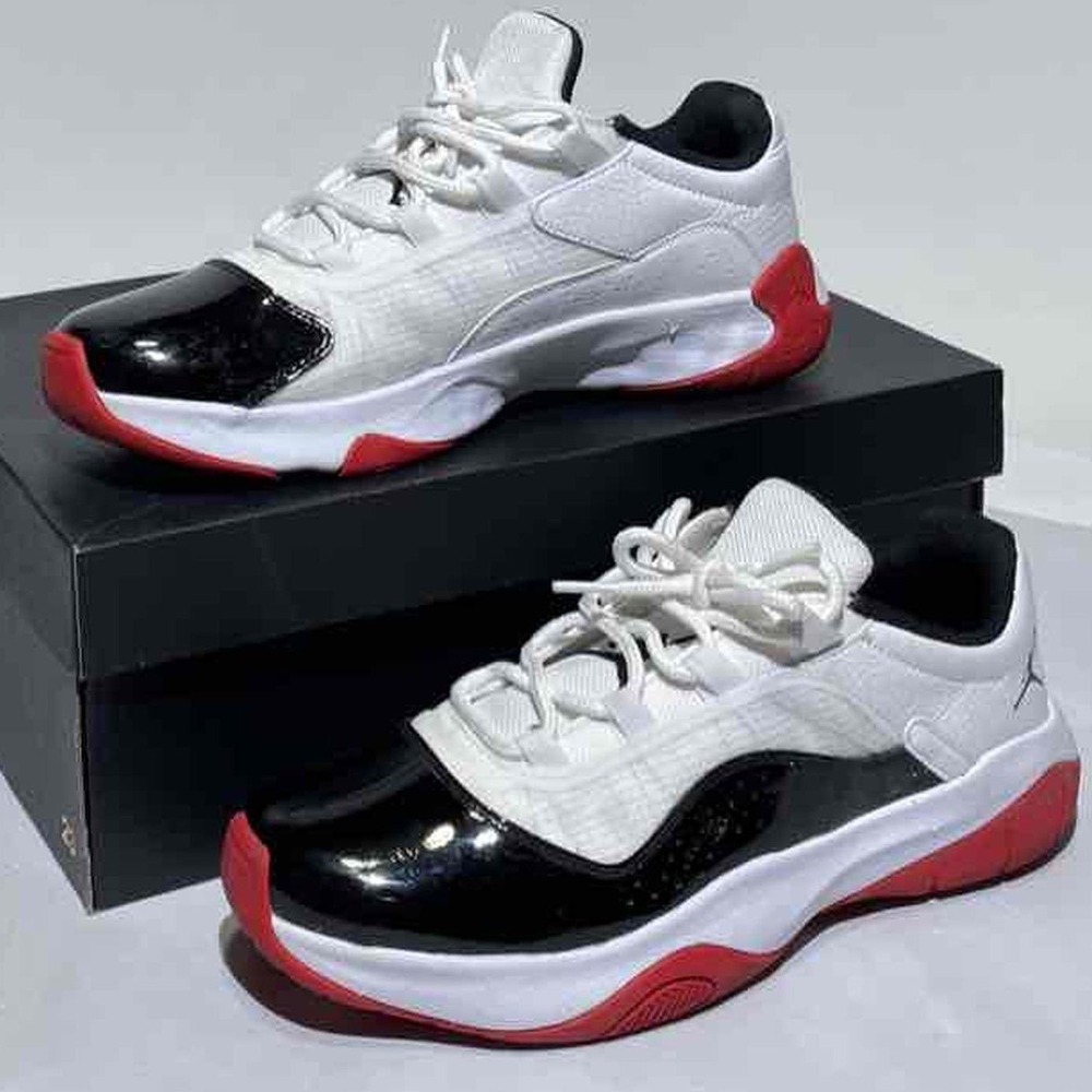 Jordan CMFT Air 11 Low White Black Gym Red Sneakers DN4180-102 Mens Size 9